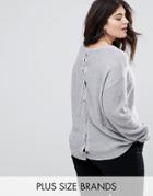 Brave Soul Plus Back Lace Up Sweater - Gray
