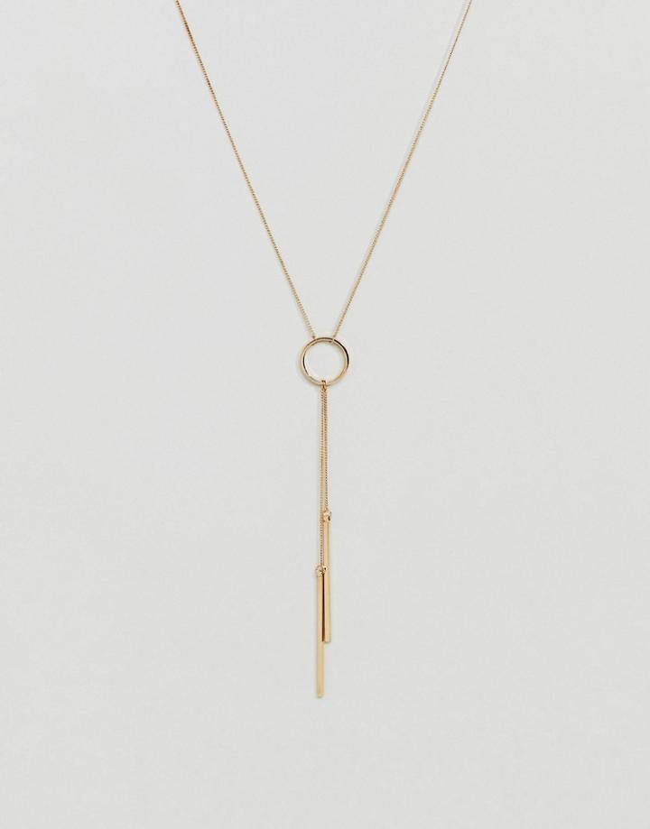 Nylon Pull Through Geometric Necklace - Gold