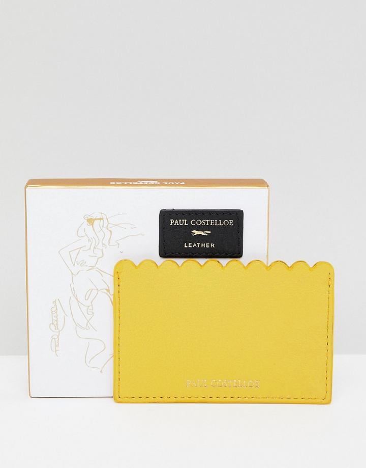 Paul Costelloe Real Leather Scallop Card Holder - Yellow