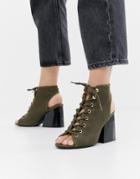 Asos Design Punto Block Heeled Sandals-green