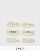 Asos Design Pack Of 6 Large Hair Clips In Mixed Pearl Shapes - Multi