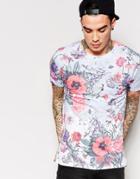 Friend Or Faux T-shirt With Floral Print - Gray