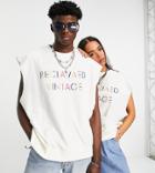 Reclaimed Vintage Inspired Unisex Sleeveless Sweat In White With Rainbow Logo
