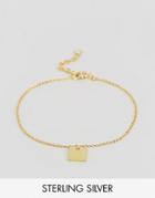 Asos Gold Plated Sterling Silver Square Tag Chain Bracelet - Gold