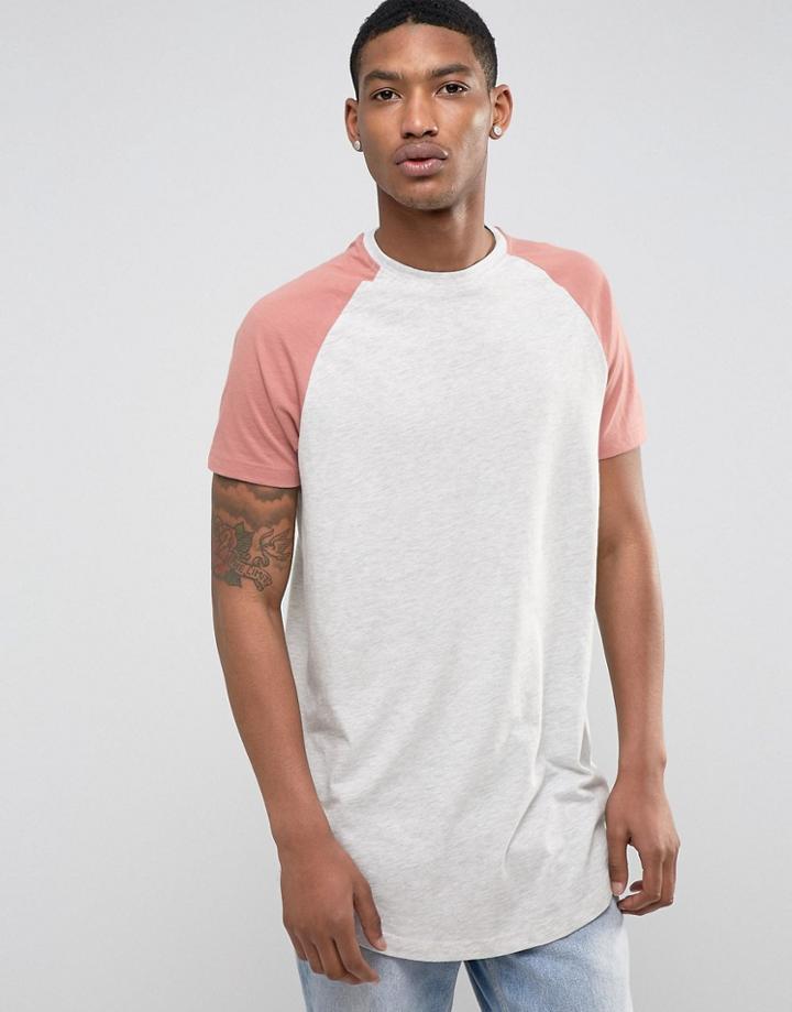 Brave Soul Contrast Raglan T-shirt - Pink