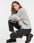 Urban Bliss Balloon Sleeve Cableknit Sweater In Gray-grey
