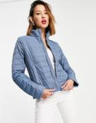 Object Zip Through Padded Jacket In Blue-blues