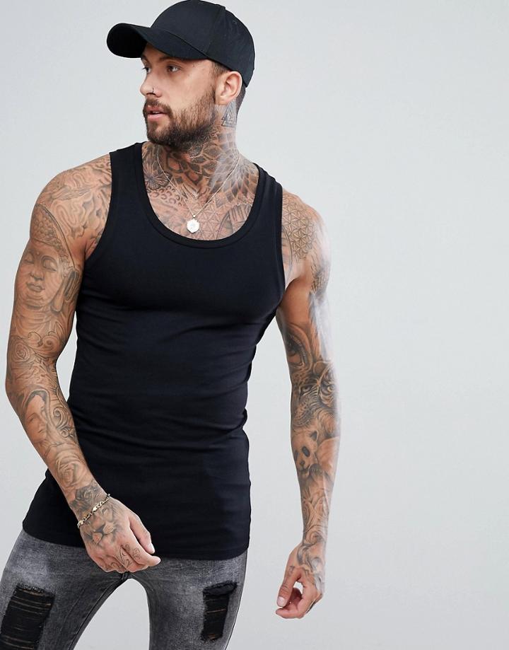 Asos Design Muscle Tank In Black - Black