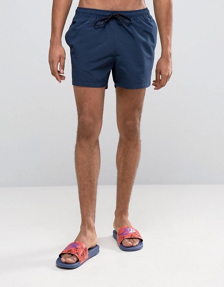 Asos Swim Shorts In Navy Short Length - Navy