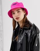 Asos Design Fluro Bucket Hat With Motif-pink