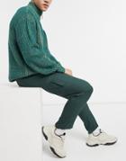 Asos Design Skinny Cargo Smart Pants In Dark Green