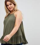 Asos Curve Crinkle Trapeze Top - Green