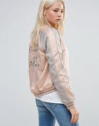 Vila Sateen Contrast Bomber - Pink