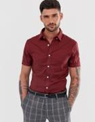 New Look Oxford Shirt In Muscle Fit In Burgundy-red