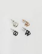 Asos Geometric Cage Earring Pack In Mixed Finishes - Multi