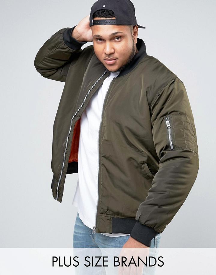 Duke Plus Ma1 Bomber Jacket In Khaki - Green