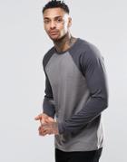 Asos Long Sleeve T-shirt With Contrast Raglan - Gray