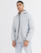 Asos Design Puffer Liner Jacket With Hood In Gray