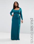 Goddiva Plus Maxi Dress With Embellished Detail - Blue