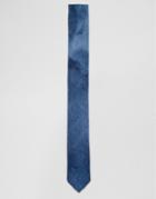 Asos Slim Tie With Washed Effect Design In Blue - Blue