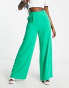 Flounce London High Waist Wide Leg Pants In Bold Green - Part Of A Set