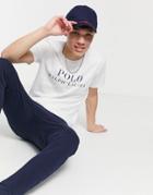 Polo Ralph Lauren Lounge T-shirt In White With Front Text Logo