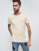 Another Influence Raw Edge Slub Pocket T-shirt - Beige