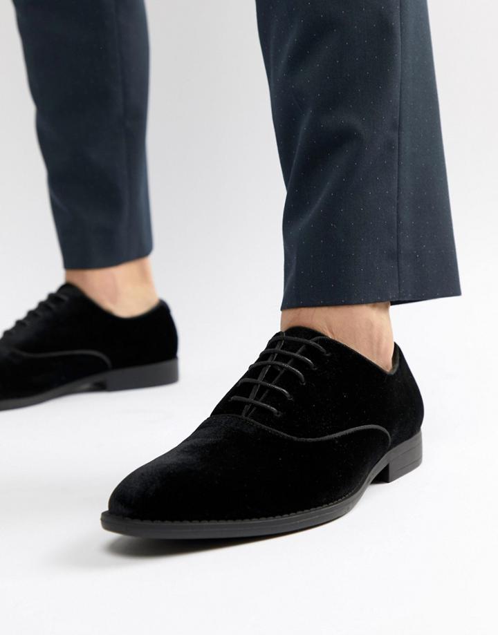 Asos Design Lace Up Dress Shoe In Velvet - Black