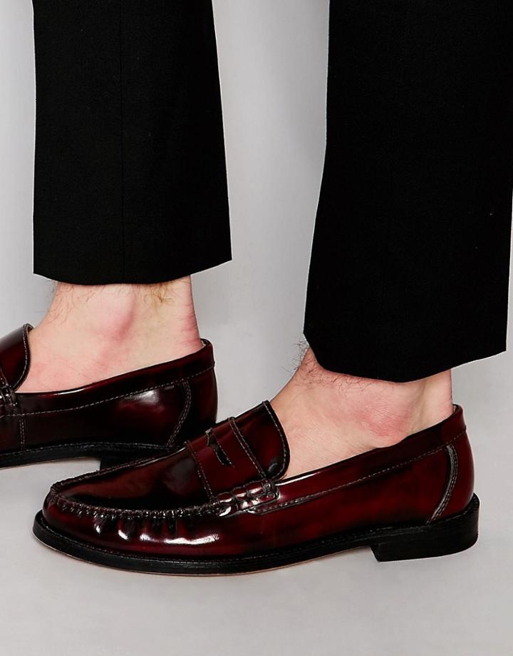 Kg By Kurt Geiger Penny Loafer In Wine Red Leather - Red