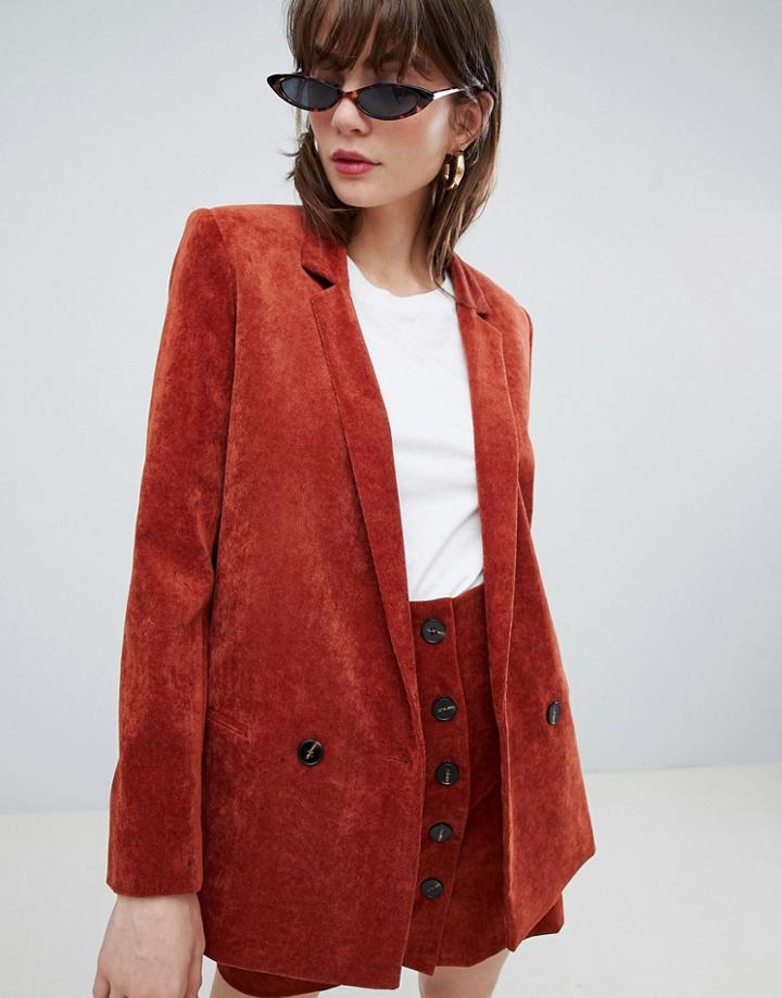 Asos Design Blazer In Cord - Red