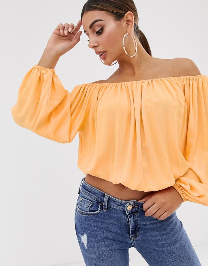 Asos Design Off Shoulder Top-pink
