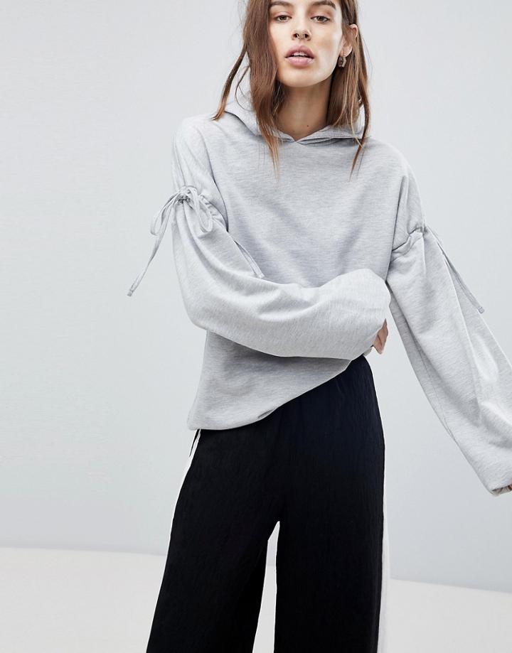 Noisy May Tie Detail Sweat - Gray