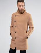 Religion Overcoat With Asymmetric Buttons - Tan