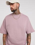 Asos Design Short Sleeve Oversized Sweatshirt In Dusty Purple - Purple