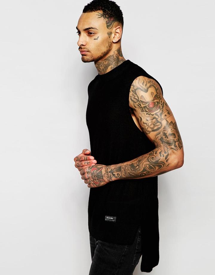 Religion Longline Sleeveless Sweater - Black