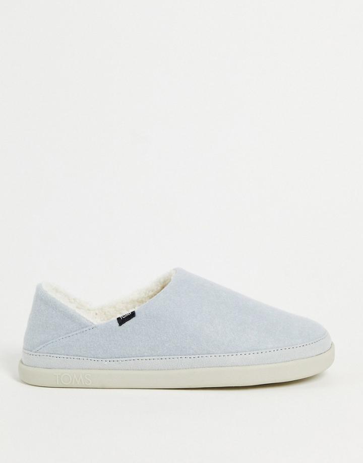 Toms Ezra Vegan Friendly Recycled Polyester Sherpa Slippers With Folding Back In Gray