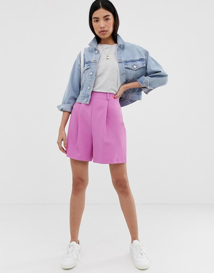 Asos Design Mom Shorts In Pink - Pink