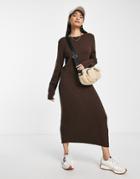 Na-kd Knitted Midi Dress In Brown