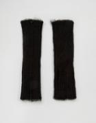 Asos Fingerless Gloves In Black Fluffy Yarn - Black