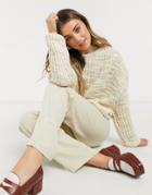 Cotton: On Two Tone Pullover Sweater In Cream-white