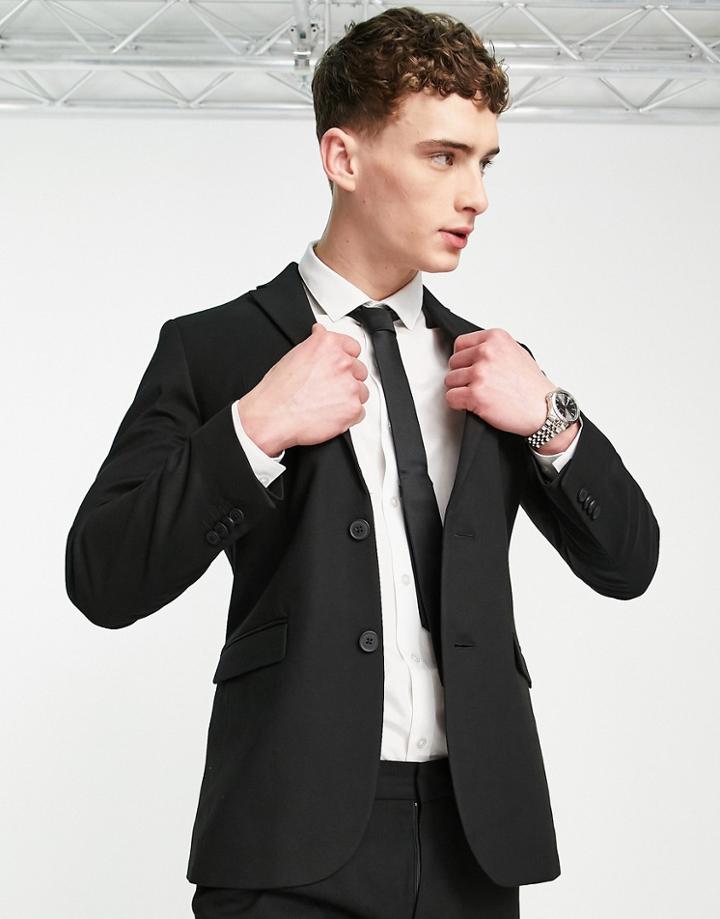 New Look Slim Suit Jacket In Black