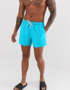 Asos Design Swim Shorts In Turquoise Short Length - Blue