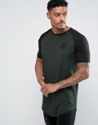 Siksilk T-shirt In Khaki With Raglan Sleeves - Green