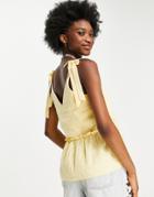 New Look Textured V Neck Tie Strap Cami In Sunflower Yellow