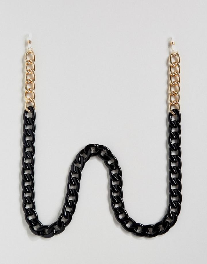 Asos Oversized Sunglasses Chain In Black And Gold - Black