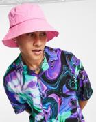 Asos Design Wide Brim Bucket Hat In Bright Pink