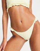 Accessorize High Leg Bikini Bottom In Lemon Gingham-yellow
