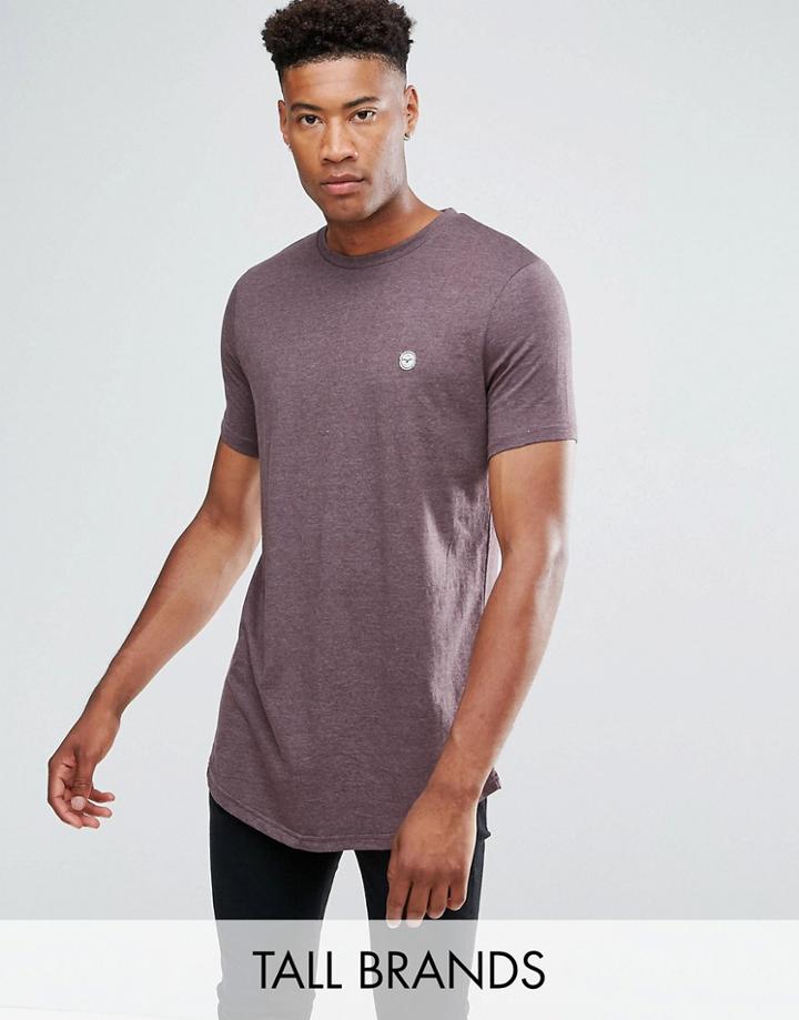Le Breve Tall Logline Curved Hem Marl T-shirt - Purple