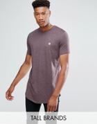 Le Breve Tall Logline Curved Hem Marl T-shirt - Purple