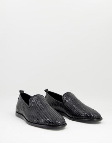 H By Hudson Ipanema Woven Loafers In Black Leather